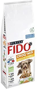 FIDO | CROQ' MIX| Chien Adulte | Croquettes équilibrées et savoureuses favorisant les muscles fermes et une condition physique optimale | au Poulet & aux Légumes | Produit en France | Sac | 12Kg