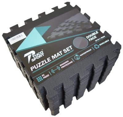 Tuco sport Tappeto Da Fitness A Puzzle【Set Da 21 Tappetini】Materassino Antiscivolo Da Palestra Componibile Con Protezione Antiurto Per Pavimenti, Pesi, Dischi, workout, Ginnastica, Piscina