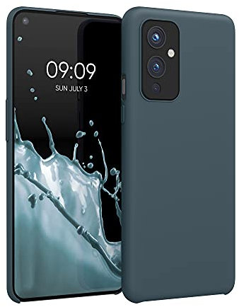 kwmobile Hülle kompatibel mit OnePlus 9 (EU/NA Version) Hülle - Silikon Handy Case - Handyhülle weiche Oberfläche - kabelloses Laden - Dunkler Schiefer