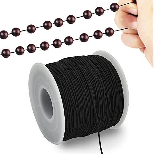 TONIFUL 1mm x 100m Black Elastic Cord for Bracelets and Jewellery Making, Stretchy Cord for Bracelets, Rattail Macrame Necklaces, Large Beading Thread, Kumihimo