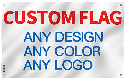 Anley Custom Flag 3x5 Fuß Customized Flags Banner – Personalisieren Sie Ihr eigenes Logo/Design/Worte drucken – Lebendige Farbe, Kopfzeile aus Segeltuch doppelt genäht 3 x 5 Ft – einseitig (4 Eckösen)