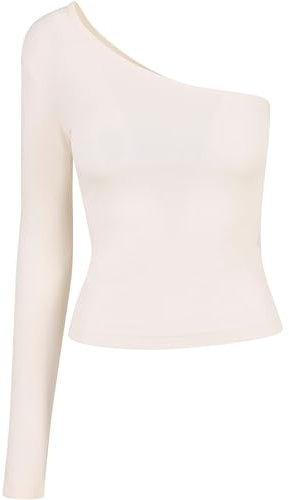 Urban Classics Women's Ladies Asymmetric Longsleeve T-Shirt, Whitesand, S