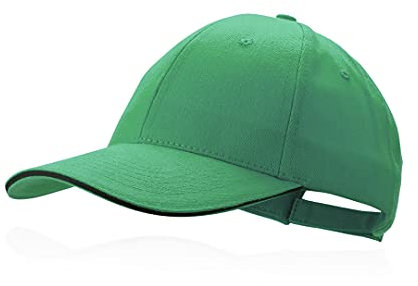 BLUECHOLON Baseballmütze Padel Golfmütze, 6 Paneele aus 100% Baumwolle, gekämmt, verstellbarer Verschluss, Mütze für Herren, Caps für Damen, Unisex, grün, 58 cm