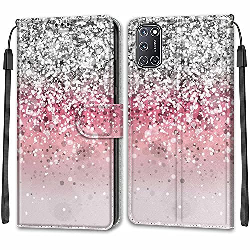 Feyten Coque Oppo A52/A92/A72, Etui Oppo A52/A92/A72, Étui Housse en Cuir Coque Antichoc Flip Case Fonction Support Housse avec Fentes de Cartes Magnétique Portefeuille Protection Case (Bling)