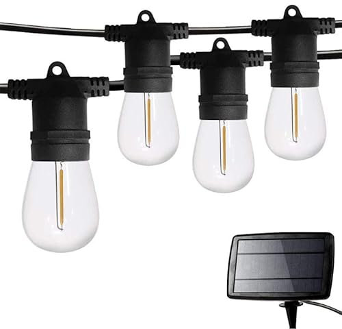 Potente bucle de luz solar de 10,7 m con 10 bombillas E27 intercambiables. El panel solar tiene 8 vatios.