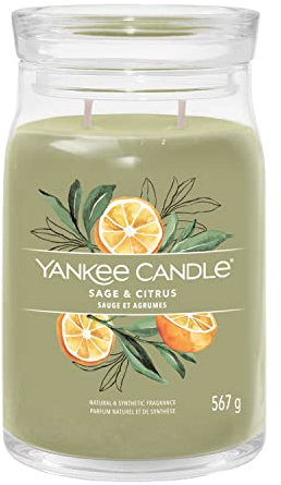 Yankee Candle Signature Candela Profumata, Salvia & Agrumi in Giara Grande, Candele di Miscela di Cera di Soia Lunga Durata, Regalo per le Donne