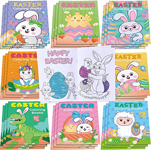 Faccito 36 Stück Ostern Malbücher für Kinder Gastgeschenke Ostern Aktivität Bücher Frühling Mini Malbücher Eierkorb Taschenfüller für Kinder Klassenzimmer Schule Aktivität