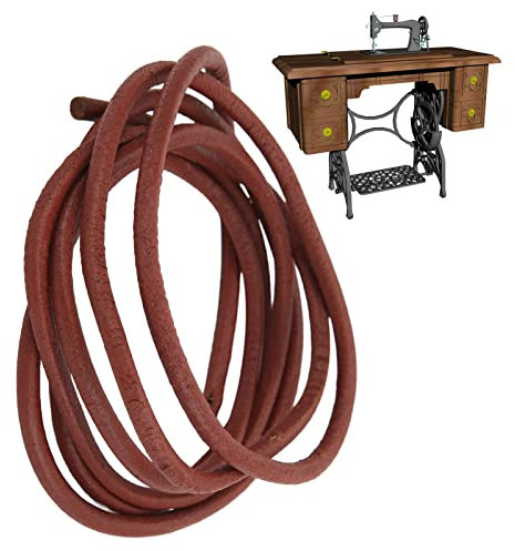 Kuuleyn Nähmaschinen-Ledergürtel 72 Zoll Antik-Tretgürtel 5 mm Durchmesser Brauner Leder-Tretgürtel Ersatz-Nähmaschinenzubehör Verschleißfester Rindsledergürtel