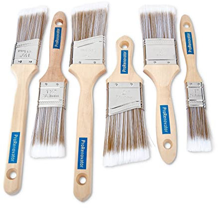 Pro Renovator Paint Brush Set 6 Pack - Wall, Sash and Mini Paint Brushes Decorating Set, Easy to Use Paintbrush Set for Walls, Ceilings, Doors, Cutting in, Outdoor Woodwork and Fencing