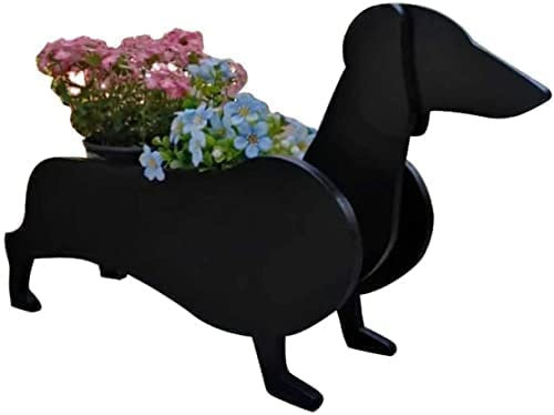 Kreativer hölzerner Übertopf Tier Harz Blumentopf Kreativer Holzpflanzer Tier Harz Blumentopf Dackel Hund Pflanztopf Pflanztöpfe Niedlich Tier geformt Cartoon Blume Pflanzer Sukkulenten Pflanzer für