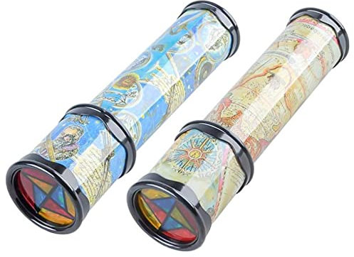 DMZK 2pcs Kaléidoscope Modèle Classique, Kaléidoscope Rotatif Classique en étain, Kaléidoscope en Papier Jouets éducatifs, pour Les Enfants, Couleur Aléatoire