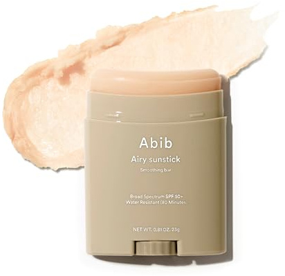 Abib Airy Sunstick Protection Bar SPF50+ Broad Spectrum, Semi-Matte Sunscreen Stick for Oily & Combination Skin, No White Cast, Water-Resistant, Korean Sunscreen, 0.81 oz / 23 g