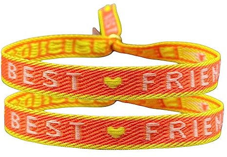 happymaker - Hippie Accessoires, Stoffarmband im Surfer Style für Frauen, wasserfest und handmade, Armband 2er Set mit vergoldeter Perle für Größeneinstellung, Bff, Freundschaftsarmbänder