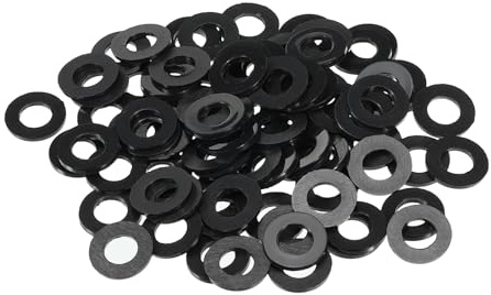PATIKIL M8 Nylon Flache Unterlegscheiben 100 Packung 8mm ID 16mm AD 1,5mm Dick Dichtungsringe Beilagscheiben Dichtring für Wasserhahn Rohre Wasser Schlauch Befestiger Bolzen Schwarz
