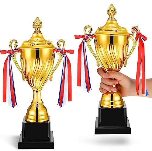 Inbagi 4 Pcs Gold Trophy Cup 14 Inch Large Trophy Winner Trophy Award for Sports Soccer Football Basketball League Match Other Team Tournaments Competitions Xmas Party Game Favors