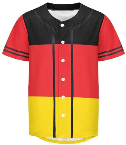 ILmira Herren-Baseball-T-Shirt mit Deutschland-Flagge, Button-Down-Trikot, Hipster, Hip-Hop-T-Shirt, mehrfarbig, XL