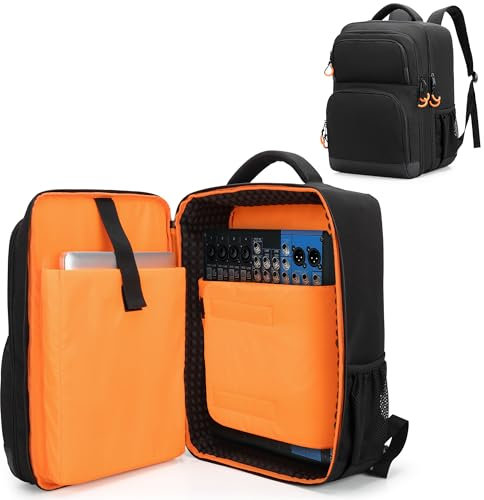 PGmoon Custodia per mixer DJ compatibile con Behringer Q1202USB / Mackie ProFX8v2 / Yamaha MG10XU / TC-Helicon GoXLR e altri mixer, borsa per mixer audio con tasche multiple per attrezzature (design