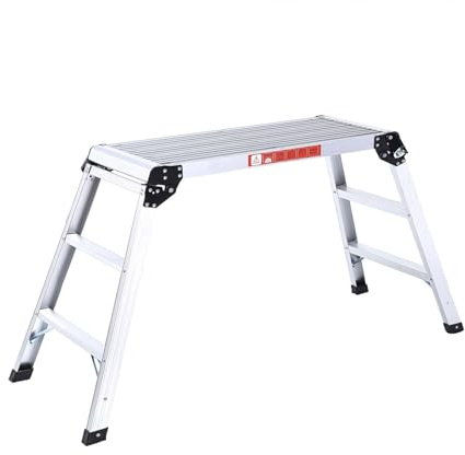 Klappbare Aluminium-Arbeitsbühne, 74,9 cm, tragbares Gerüst, Mehrzweck-Hocker, Leiter, 150 kg Tragkraft, robuste Gerüstturmbank (Größe: 75 cm)