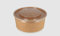 KURTT - Lot de 100 bols à salade en carton avec couvercle - 500 ml - bol à salade Kraft - pokébowl - 500cc - plateau brun - bol à salade rond avec couvercle - 500ml - boîte à lunch - plateaux à