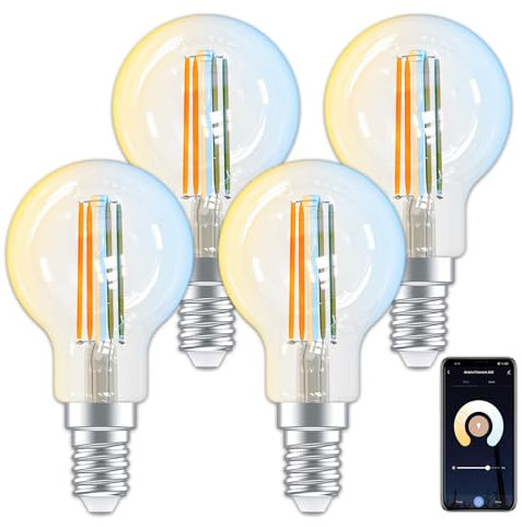 ANTELA Alexa Glühbirne E14 P45 4,5W 470LM, Smart WLAN LED Dimmbare Birne Lampe, Warmweiß (2700K) Kaltweiß (6500K) Licht Kompatibel mit Amazon Alexa, Google Home,4PCs