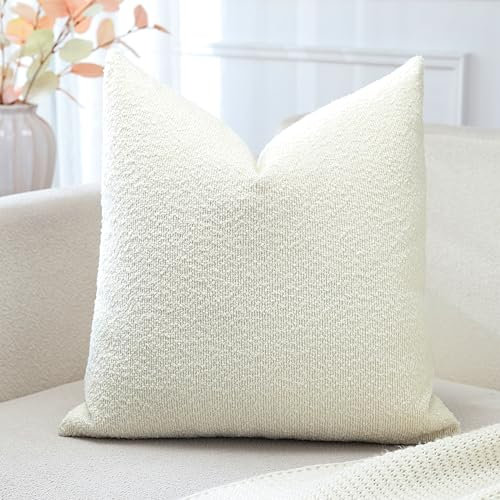 Artscope 1er Set Boucle-Kissenbezügen Einfarbig Wurfkissenbezug Moderne Dekokissen Kissenhülle Set Kissen Fall für Sofa Auto Schlafzimmer Zuhause Dekor 50x50cm, Creme Beige