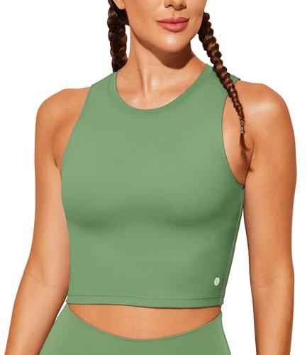 BAYDI Nudi Sport BH Damen ohne Buegel Bustier Abnehmbare Gepolsterte Crop-Tops Hochgeschlossenes Tanktop Yoga Fitness Soft Bra Ins Grün