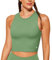 BAYDI Nudi Sport BH Damen ohne Buegel Bustier Abnehmbare Gepolsterte Crop-Tops Hochgeschlossenes Tanktop Yoga Fitness Soft Bra Ins Grün