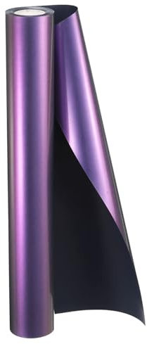 sourcing map HTV Heat Transfer Vinyl 11.8 x 15ft Roll PU Bright Golden Charm Purple Iron on Vinyl for All Cutter Machine, Easy to Cut & Weed