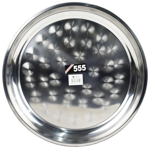 Stainless Steel Round Serving Tray Plate Food Serveing Catering Restaurant Steel Tray Dinner Platter (60 cm)