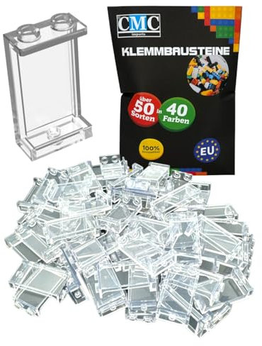 CMC imports 15 x Panel Klemmbausteine Wand Element 1x2x3 Noppen Paneel Fenster Verkleidung City Gebäude Stadt 875444 versch. Farben (Clear - Transparent / 920)