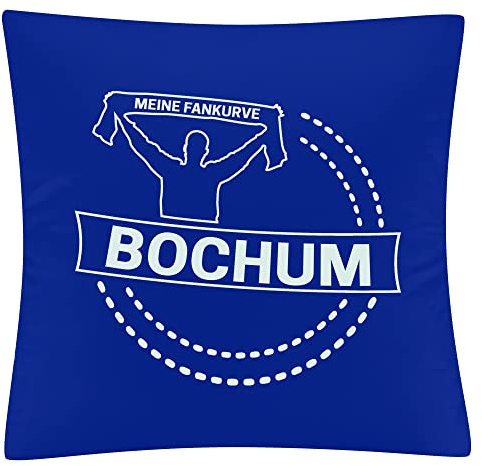 multifanshop Kissenbezug - Bochum - Meine Fankurve - Druck weiß - Kissen Größe one Size blau