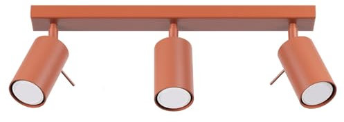 SOLLUX lighting Deckenlampe Deckenleuchte Deckenstrahler Einstellbar Stahl 3 Flammig 45 x 6 x 17 cm Ockerrot Ring