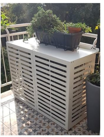 Cache Climatiseur Extérieur en Aluminium | Toutes Les Tailles et Couleurs (Blanc RAL 9010, 80 H x 85 L x 44 P)