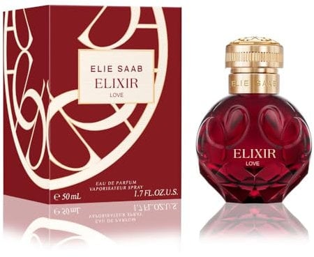 Elie Saab Elixir Love 50 ml – Eau de Parfum 50 – Frauen Parfüm – Fruchtig-floraler Chypre-Duft – Florale und Fruchtige Noten – Roter, Juwelenförmiger Glasflakon