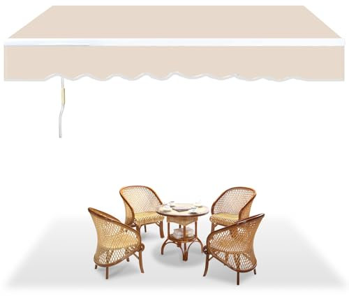 Tubiaz Toldo con Brazo articulado, 350 x 300 cm, retráctil con manivela Manual, protección Solar, protección Solar, antirayos UV y Resistente al Agua, Ajuste de ángulo de 30°, Requiere Montaje, Color