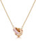 Linawe Pink Moissanite Imitation Diamond Rose Gold Pendant Necklaces for Women, Statement Crystal Birthstone Rhinestone Cubic Zirconia Interlocking Circle Necklace, Stainless Steel Chain