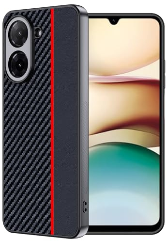 FDHYFGDY Hülle für Redmi A5 4G Schutzhülle Case – Wasserdicht und Stoßfest – Handyhülle aus Carbonfaser kompatible Redmi A5 4G Case-Rot und Schwarz