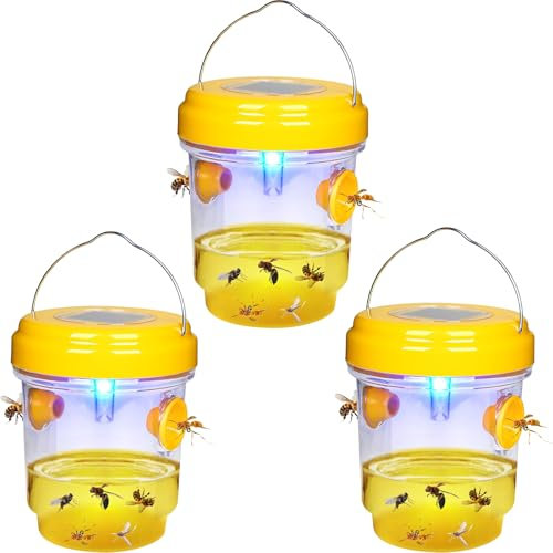 Wespenfalle FüR DraußEn- Wespen Abwehr Giftfreie Solar- Led- Wespenfalle, InsektenfäNger Lebend, 360 Grad Wirkung, Auch Als Lebend Falle Geeignet,MüCkenfalle,Fliegenfalle FüR NatüRlichen Lockstoff (3)