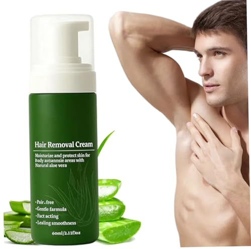 Haarentfernungscreme für Männer, 60 ml, natürliche Aloe Vera, sanfte Enthaarungscreme, schnell und einfach, Ganzkörper-Haarentferner – Männerentfernung