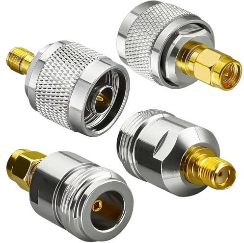 Velozym Kupfer N-Typ auf SMA Adapter, RF Coaxial Adapter Kit, 4-Teilig | Vier SMA-N-Kombinationen aus Kupferlegierung für WLAN, SDR, 4G/5G-Antennen und Koaxialkabel, HF Radios, Broadcast-Radio