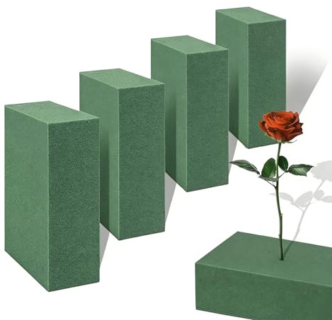 WENXINWIN 4 STK saugfähiger zuschneidbarer Blumensteckschaum für Floristik | Hohe Saugfähigkeit & sicherer Halt, langanhaltende Frische. Frei zuschneidbar, nass & trocken für DIY Floristik & Festdeko.