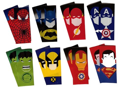 Wizard Trading 18650 Battery Wraps – Super Hero Designs – Pre Cut Heat Shrink PVC Sleeves for 18650 Cells – Protective Battery Rewrap Skins (Set of 8 Designs, 2 Sets)