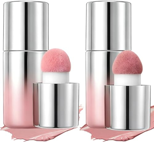 2 Stück Liquid Blush, Jelly Texture Cream Blush with Sponge Tip, Langanhaltendes Flüssiges Rouge,Matte Nude Buildable Blusher, Lightweight & Silky Feel, Mattes Finish(Bare Pink Peach+Pink Sunset)