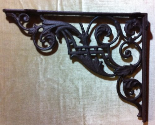 Clever-Deko Winkel nostalgische Wandhalterung Regalhalterung Eisen Antik rustikal für Regalbretter Regalwinkel Wand 35cm x 27cm Metall antik Gusseisen Guss Retro Vintage