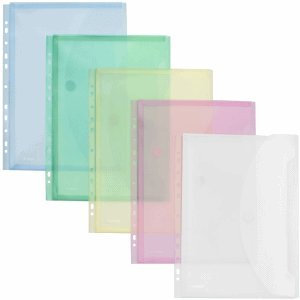 FolderSys 10 x Dokumentenmappe PP A4 20mm Falte, Abheftrand, Klettverschluss farbig sortiert