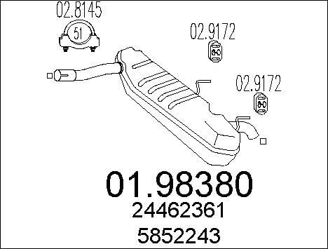 MTS 01.98380 Endschalldämpfer Kompatibel mit OPEL Vectra C Caravan Z02 24462361 5852243