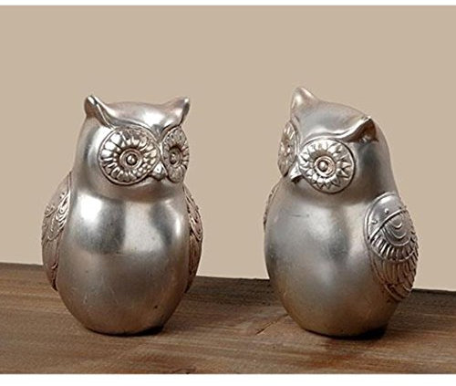 Deko Figur EULE Waldkauz silber