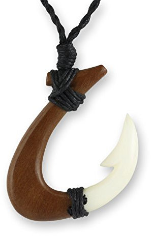 Island Piercings Halskette Anhänger Maori Heimatau aus Holz & Knochen Handarbeit N286