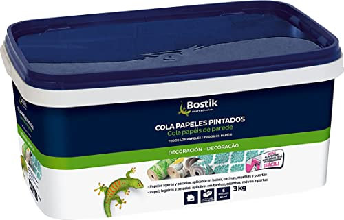 Bostik, Tapetenkleister, alle Arten von Tapeten, feuchtigkeitsbeständig, gebrauchsfertig, zur Verwendung mit Rolle oder Pinsel, Tapetenkleister, Rosa, 3 kg Flasche