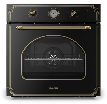 Klarstein Victoria Forno Elettrico - da incasso, 9 funzioni, timer, 50-250 °C, 70 L, design retro, 10 livelli, porta estraibile per una facile pulizia, nero